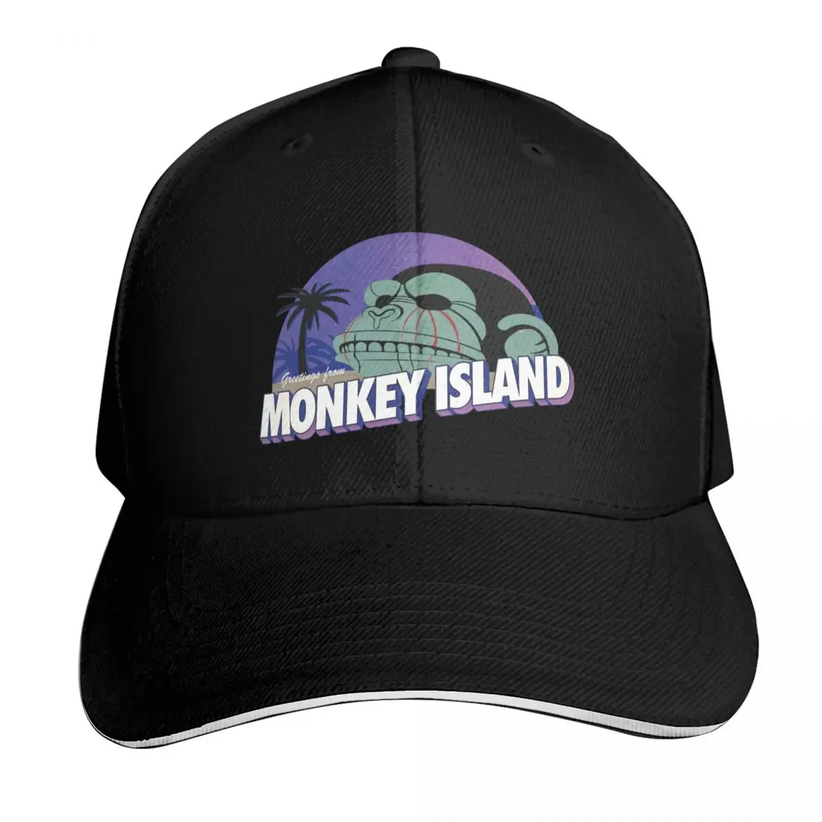 GREETINGS FROM MONKEY ISLAND Baseball Cap Quick Dry Performance Cotton Twill Breathable Contrast Two Tone Brim