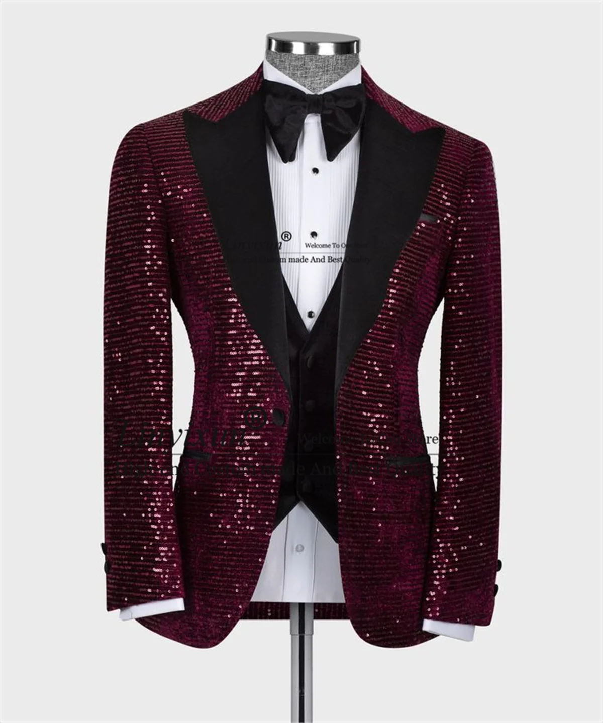 Glitter Sequins Wedding Suits For Men Fashion Male Prom Party Blazers 3 Pieces Sets Groom Tuxedos Slim Fit Costume Homme Marrige