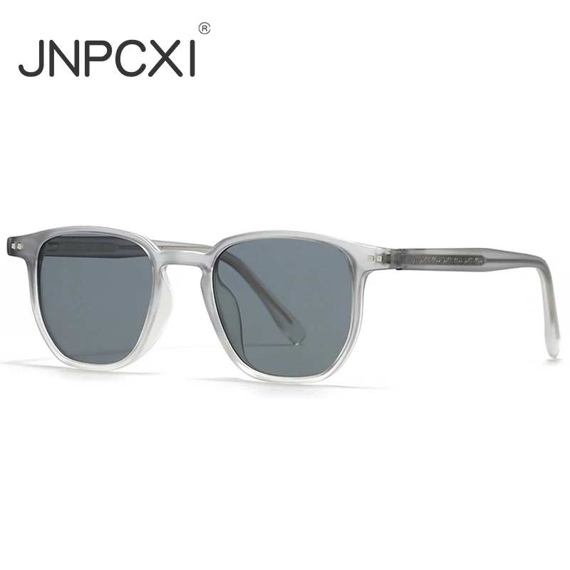 JNPCXI Quality Square Men Sunglasses Fashion Shades UV400 Retro Rivets Women Luxury Gray Sun Glasses