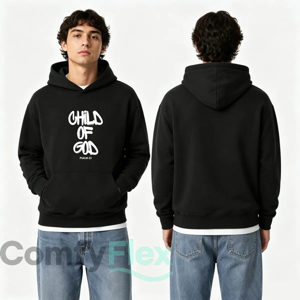 Child Of God Psalm 23 Faith Graphic Autumn and winter new men's and women's hooded sweatshirts