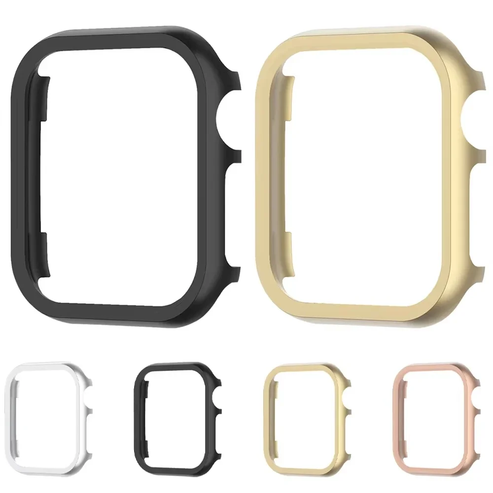 Accessories for Apple Watch Case 46mm 42mm Metal Bumper Protective Cover Frame for iWatch SE Series 10 9 8 7 Cases Aluminum Gold