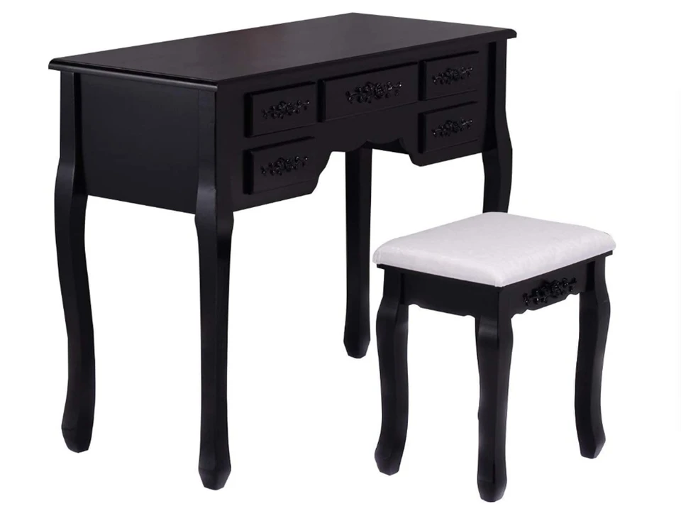 Bedroom Furniture Makeup Vanity with 7 Drawers Vanity Table Set W/tri-fold Mirror Girls Women Table Black Carton Wood Dressing - AliExpress 1503 Bedroom Furniture Makeup Vanity with 7 Drawers Vanity Table Set W/tri-fold Mirror Girls Women Table Black Carton Wood Dressing - AliExpress 1503