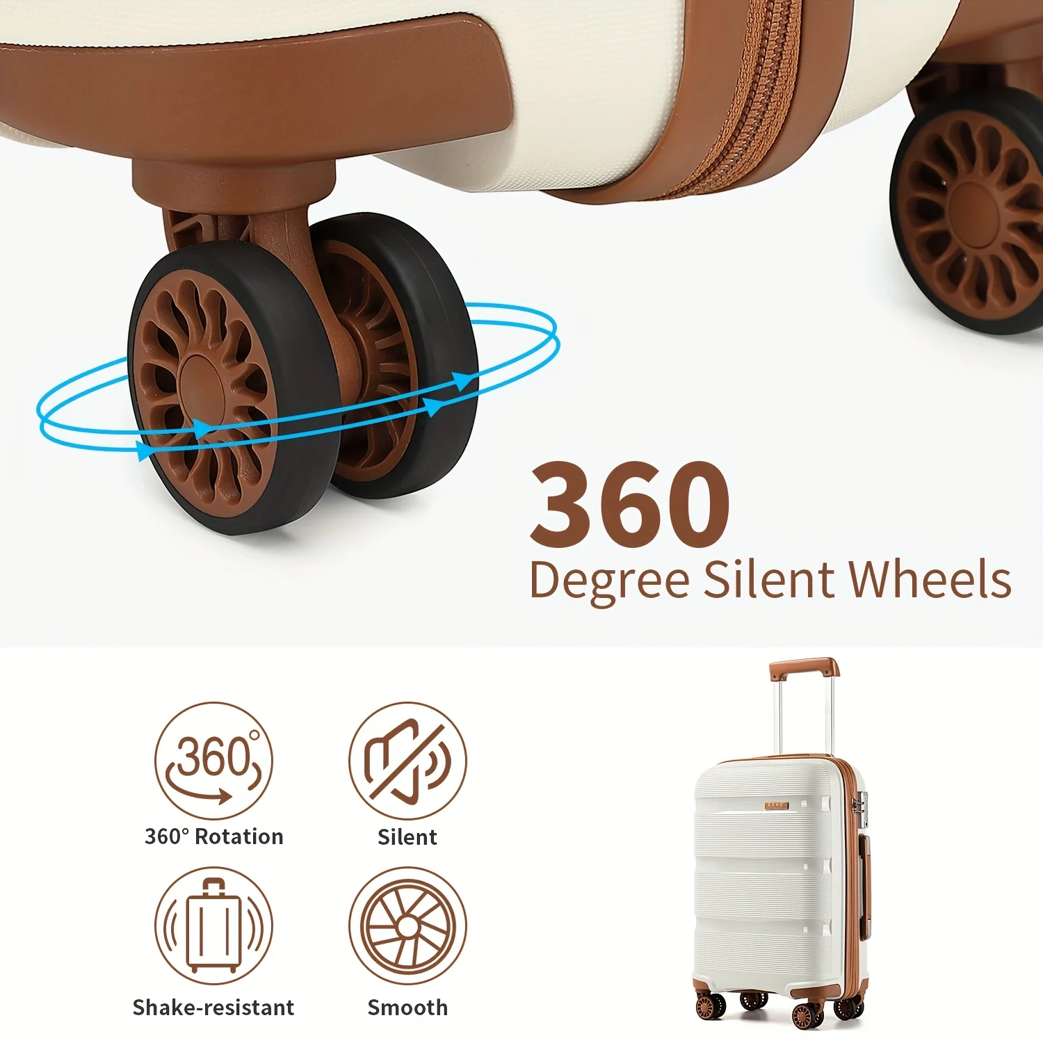 Kono 20" Carry-On Suitcase Set - Hardshell Trolley with Toiletry Bag, Lightweight for Travel