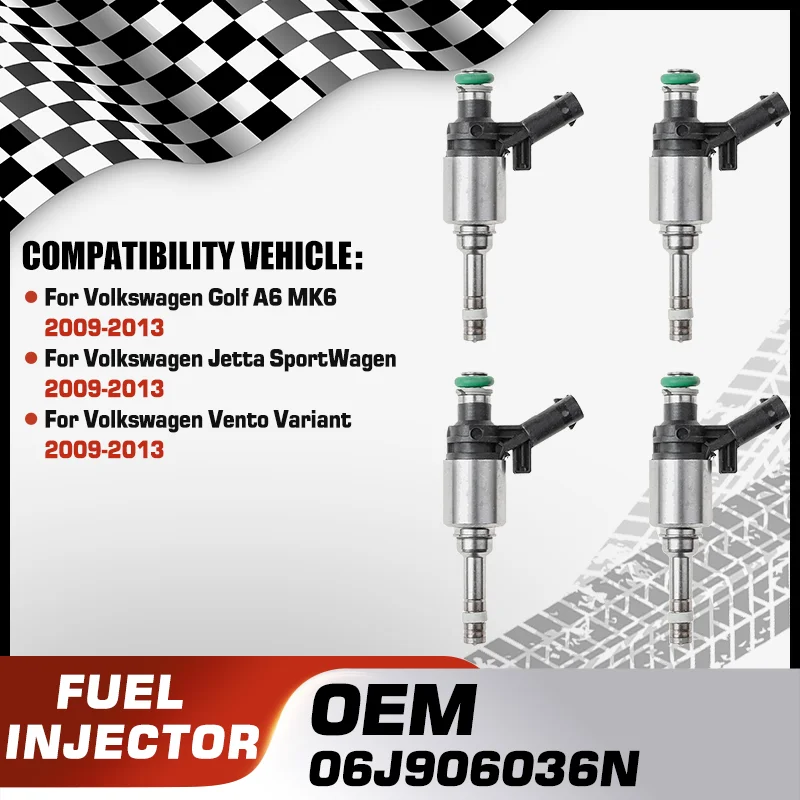

Fuel Injector For Volkswagen Golf A6 5K MK6 Volkswagen Jetta SportWagen Volkswagen Vento Variant 2.0L L4 2009-2013 06J906036N