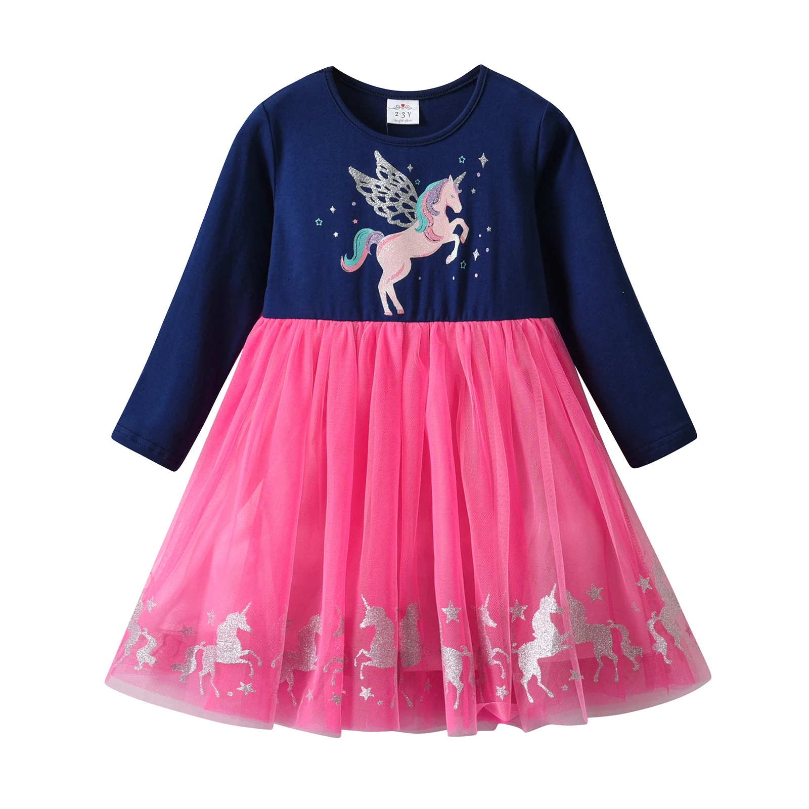 VIKITA Girls Princess Dress for Kids Baby Girls Tutu Dresses Children Party Gown Kids Christmas Clothes Vestidos Cute pattern