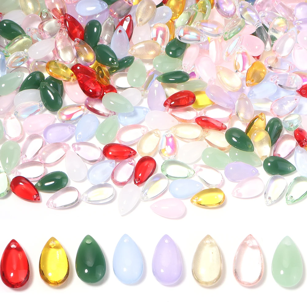 50 Stück/Lot 8x14mm Wassertropfenförmige tschechische Glasperlen, bunte lose Spacer-Lampwork-Perlen, DIY-Schmuckdekoration für Armbänder und Kopfschmuck