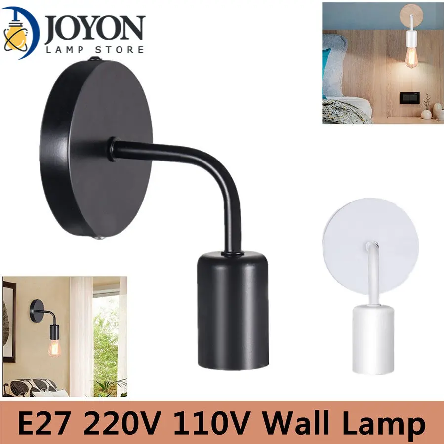 E27 Nordic Modern Wall Lamp Iron Black Indoor Lighting Bedside Bathroom Bedroom Lamp Sconce Wall Light Fixture Decor Industrial