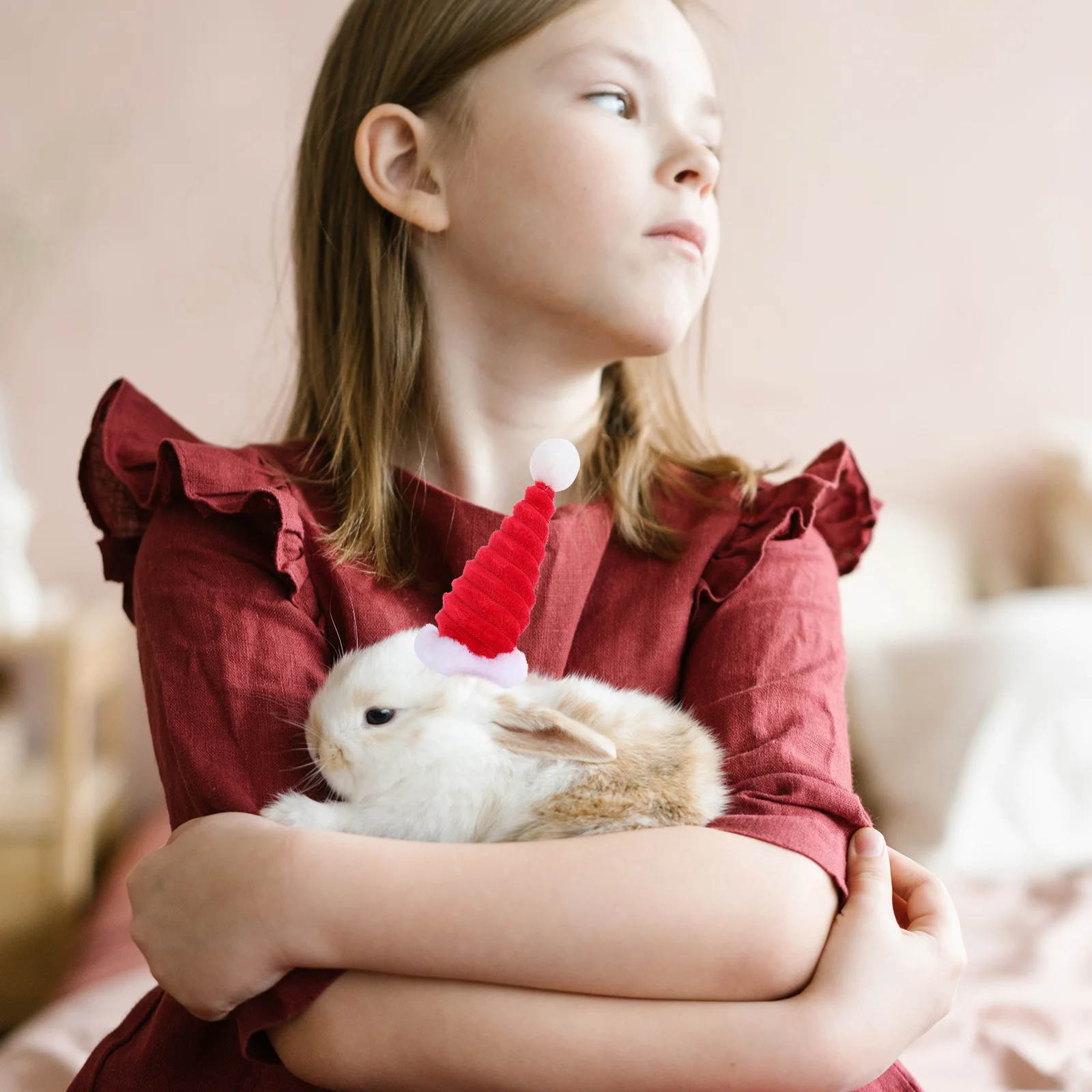 

4Pcs Christmas Pet Hat Scarf Set Rabbit Small Animal Xmas Cosplay Costume Decorative Accessories Rabbit Christmas Hat