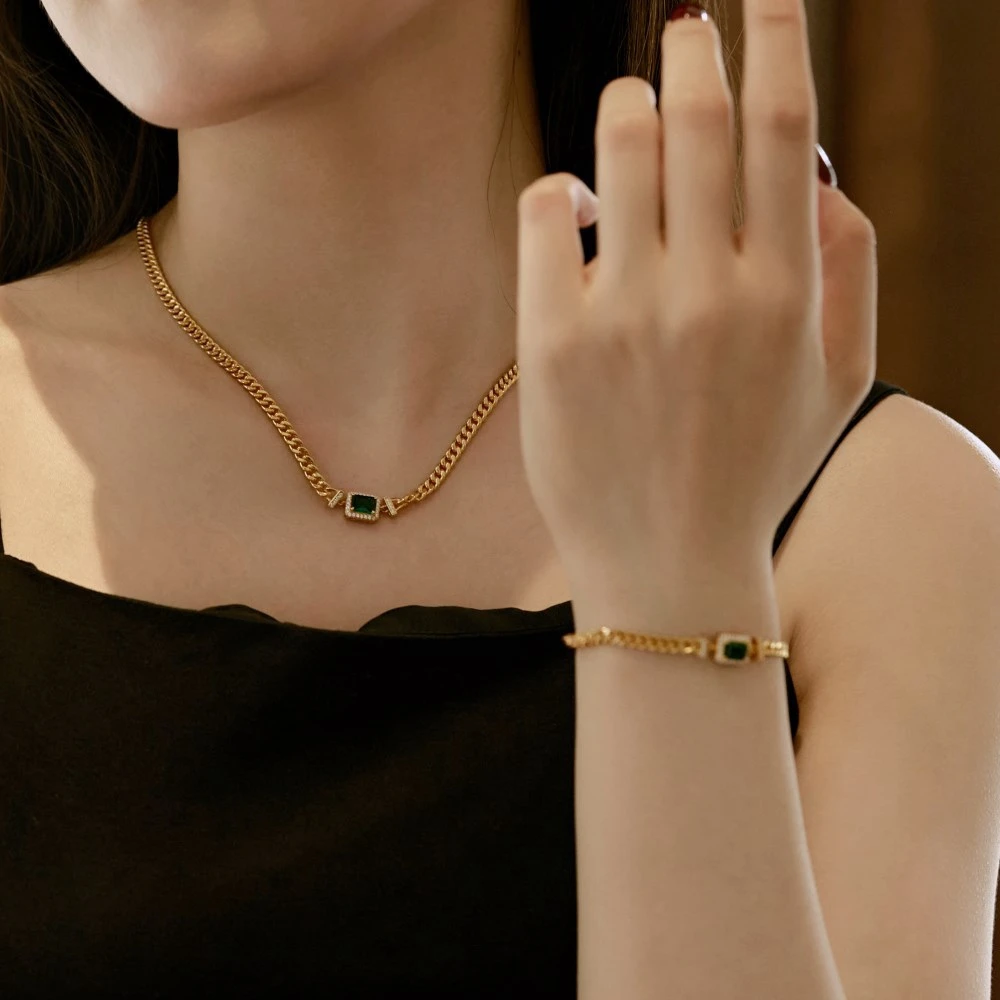 PuBang Fine Jewelry 925 Sterling Silver Bracelet Green Sapphire Created Moissanite for Women Engagement Party Gift Drop Shipping