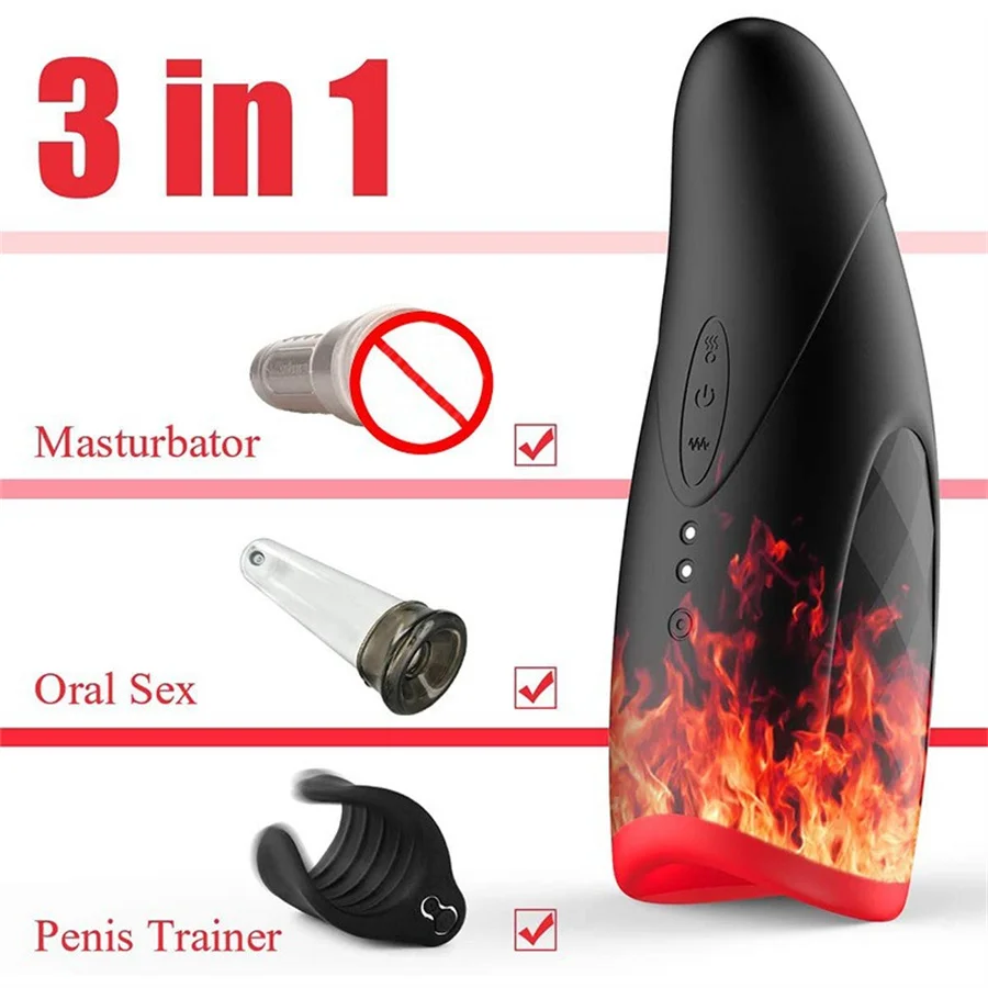 Male Masturbator Automatic Telescopic Piston Vibrator Blowjob Masturbation Cup Penis Delay Trainer Deep Throat Oral Sex Toys