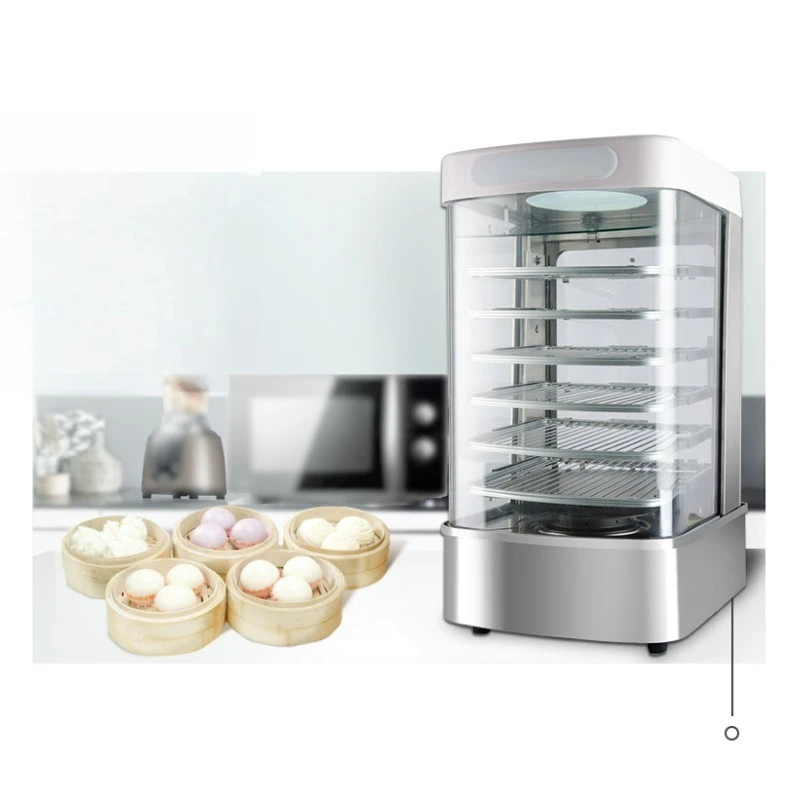 Commercial automatic intelligent heating steamed bread glass insulation cabinet, small convenient breakfast shop desktop