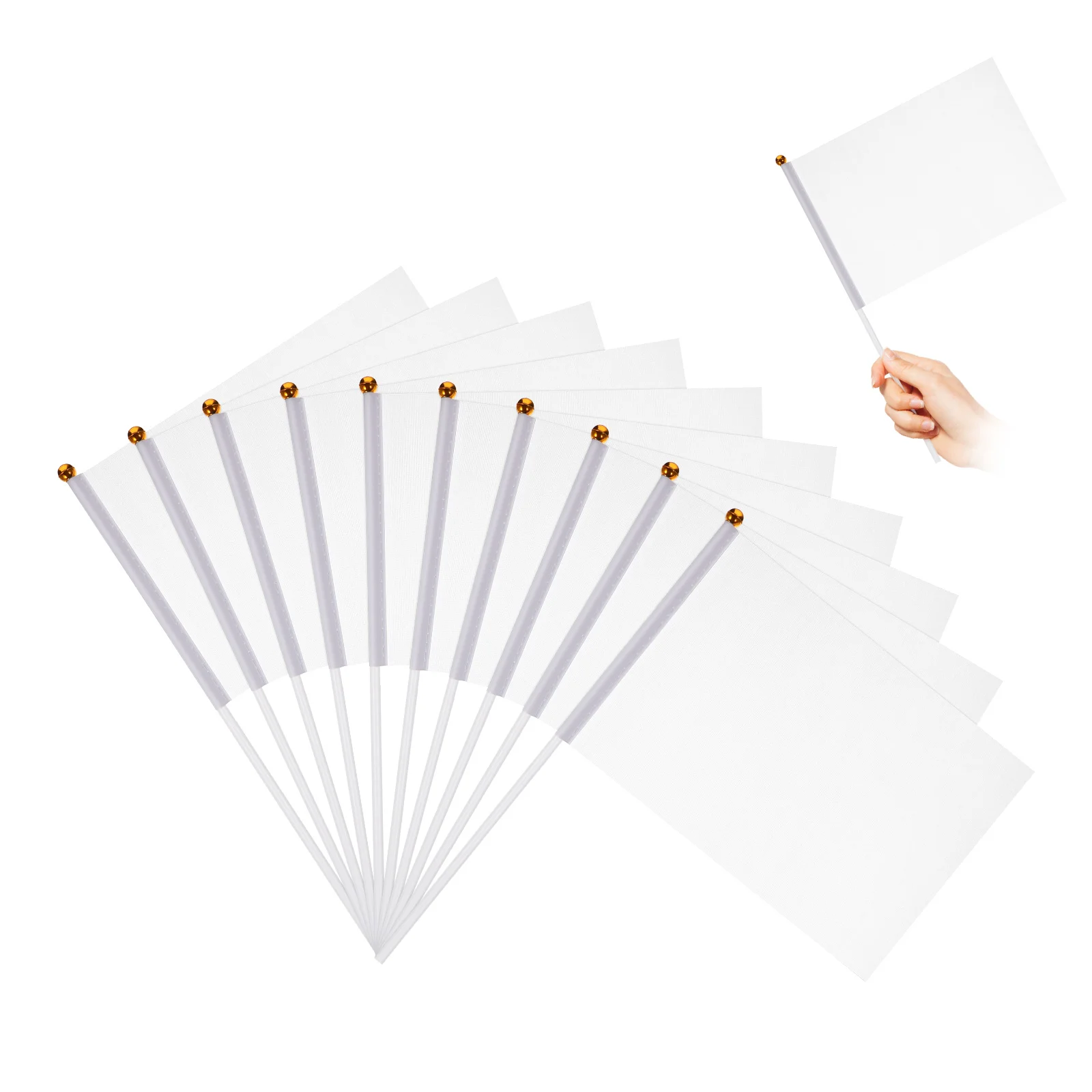 24 Pcs Cheering Flags Referee on Stick Banner Outdoor White Marking Waving Mini