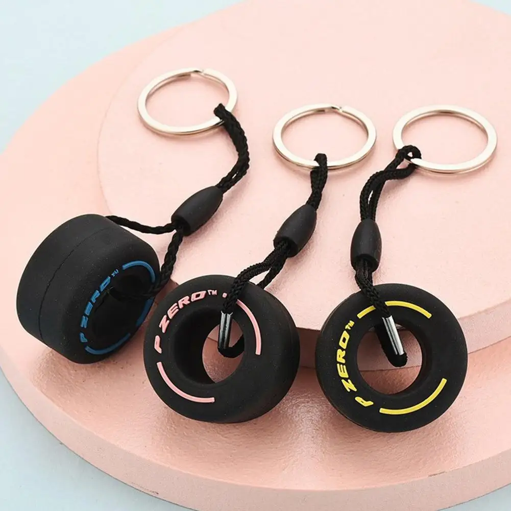 Mini F1 Racing Tire Keychain Car Key Accessories PVC Tyre Pendant Bag Charm Men\'s Gadgets Gifts For Friends Car Lovers Keychain