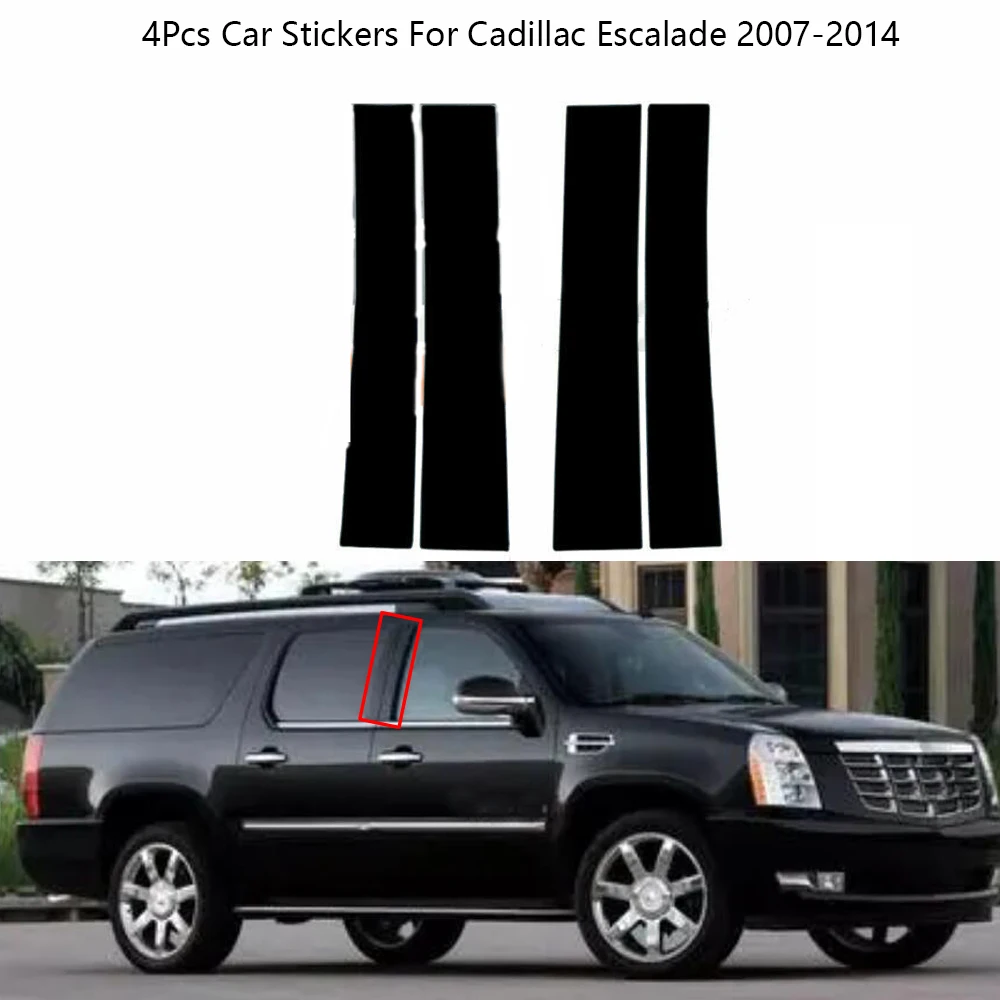 

4Pcs Carrbon Fiber Black Door Window Trim Pillar Posts Pillar Molding Cover For Cadillac Escalade 2007-2014 Car Accessories