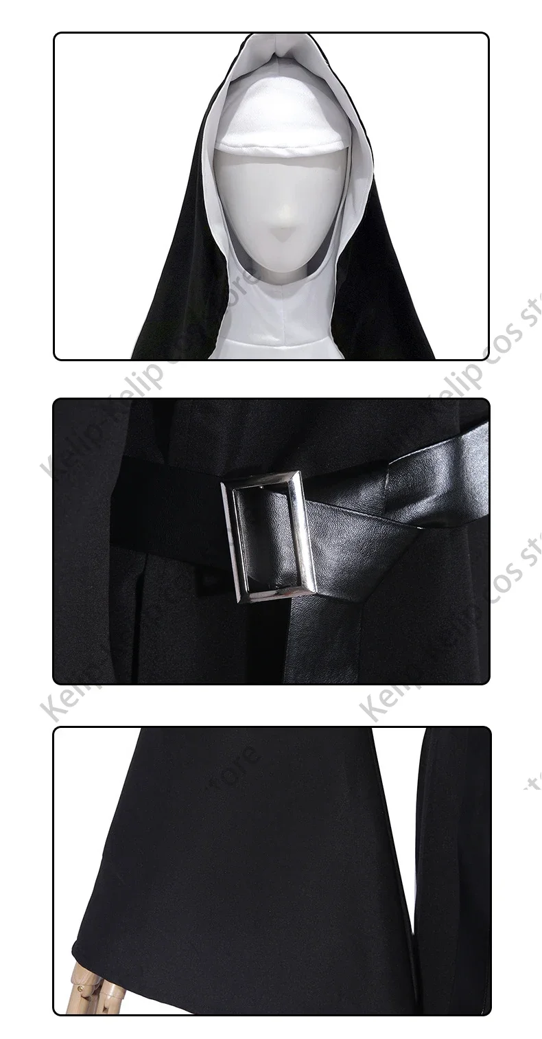 성인 여성 수녀 할로윈 코스프레 코스튬 자매, 아이린 블랙 화이트 코스프레, 2018 공포 영화, 약혼 파티 의류