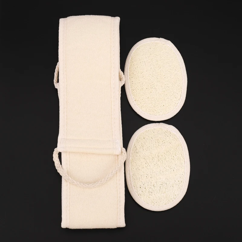 Loofah Exfoliating Back Scrubber For Shower, Double Side Scrubbing Strap, Body Bath Sponge With 100% Natural Luffa, Back Washer