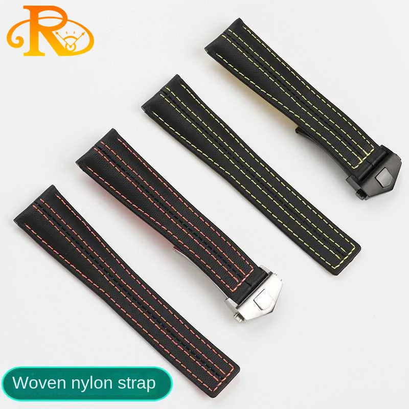 Nylon Genuine Leather watch strap 22mm For TAG -Heuer Calera Porsche co-branded Monaco F1 Stainless steel buckle Men accessories