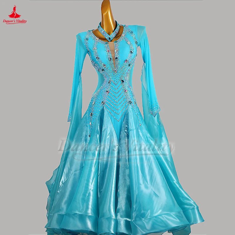 Ballroom Dance Professional Big Swing Dresses for Female Adult Waltz Foxtrot Quickstep Competition Costume Customized Size