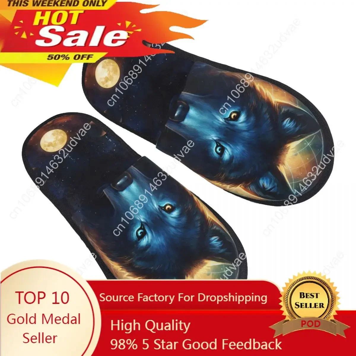 

Winter Slipper Woman Man Fashion Fluffy Warm Slippers Lunar Wolf With Galaxy Space House Slippers Funny Shoes