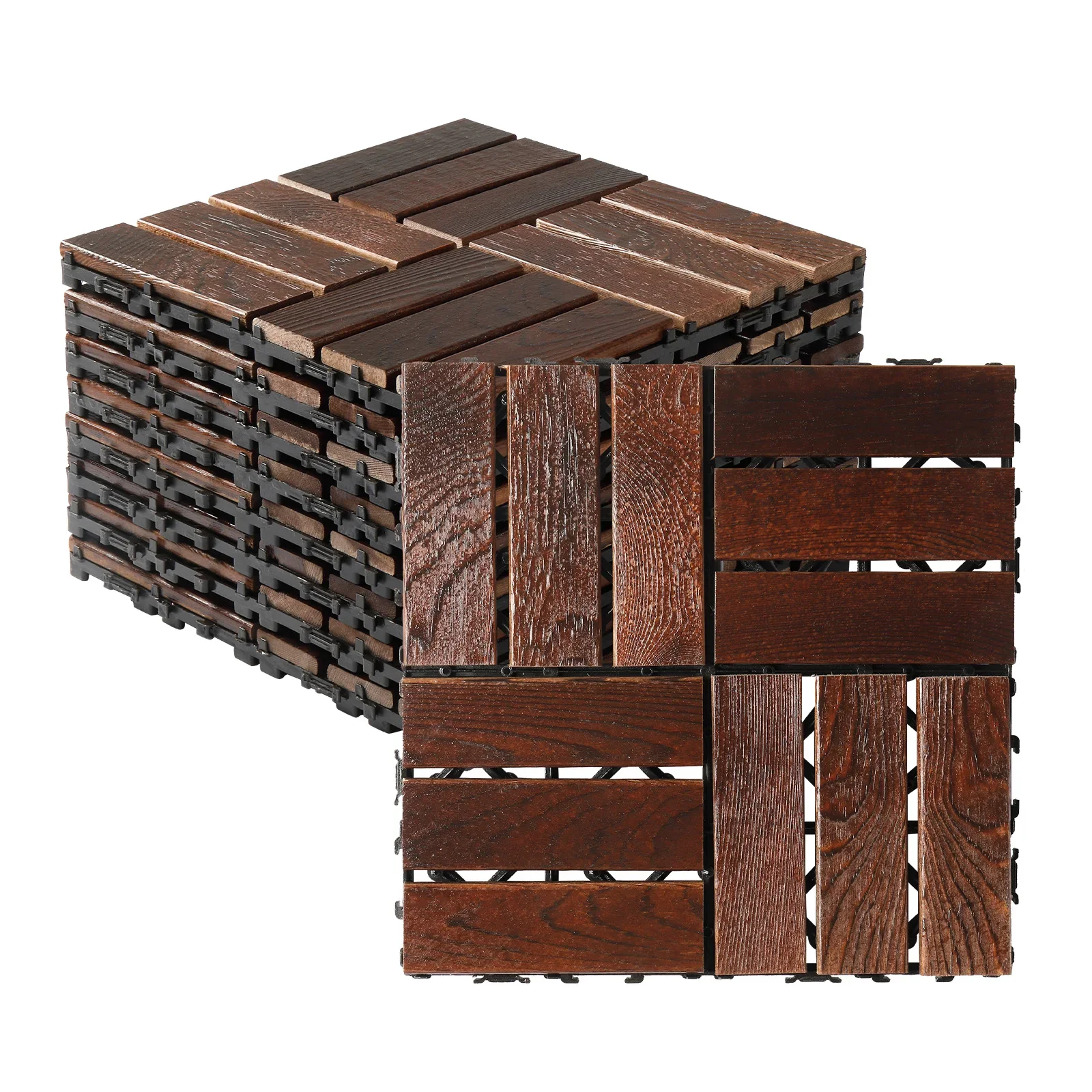

27pcs Wood Interlocking Deck Tiles 11.8"x11.8", Waterproof Flooring Tiles for Indoor and Outdoor, Patio Wood Flooring for Patio