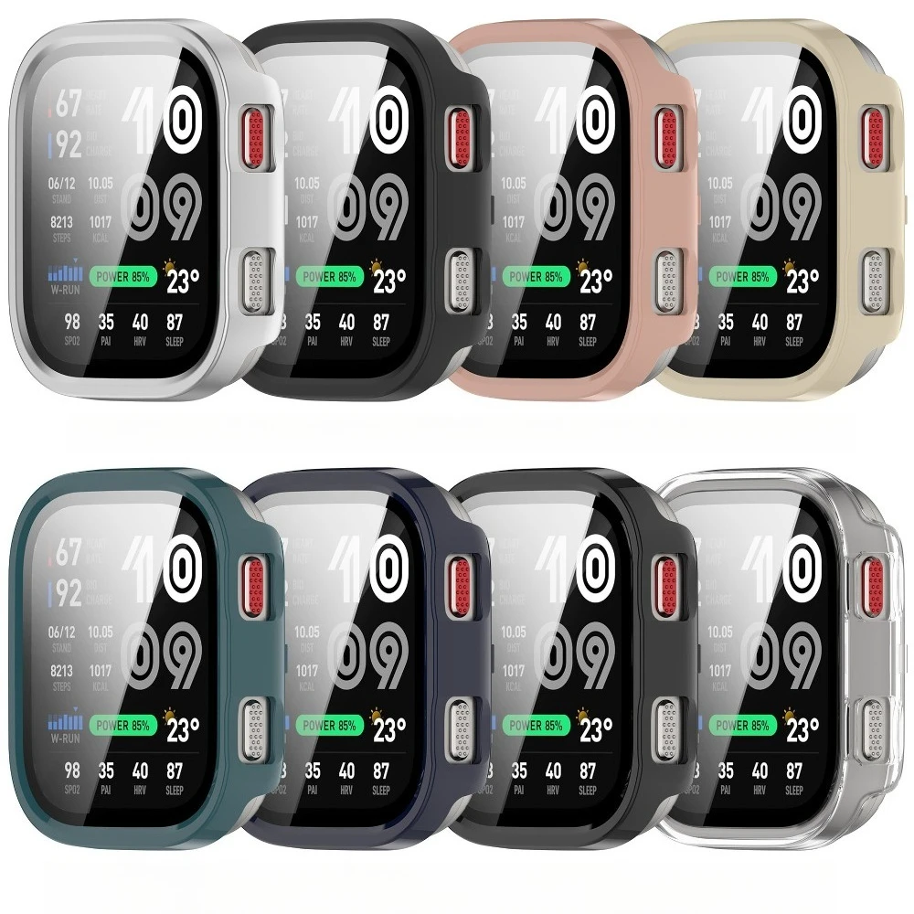 Glass+Case for Amazfit BIP Max Screen Protector Anti-scratch Film Bumper Protective PC Cover for Amazfit Bip 6/Max Accessories
