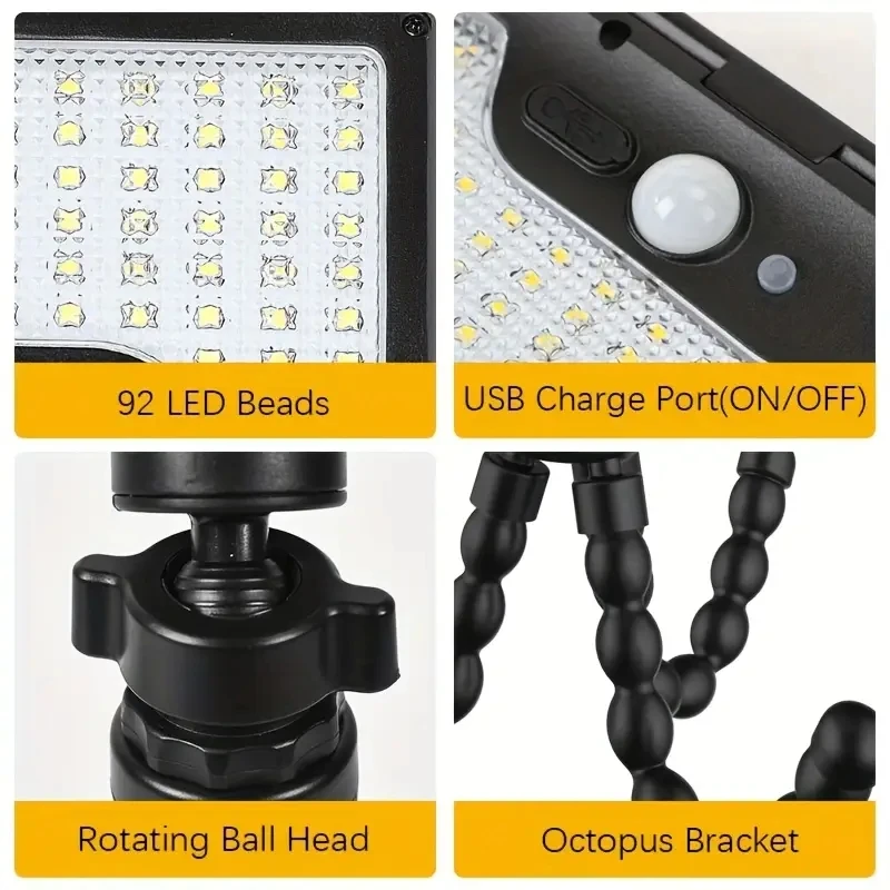 Solar Wall Light Solar Powered Flood Light Auto On/Off Motion Sensor Outside Yard Lamp Security Porch Light for Garden Yard Path