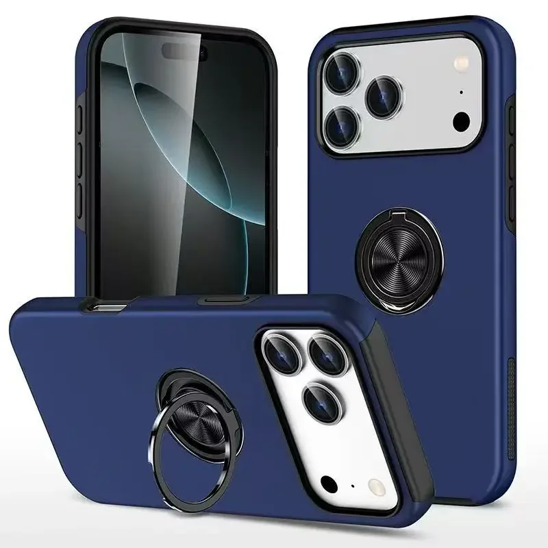 Para Magsafe anillo magnético para coche soporte funda de teléfono para IPhone 17 Air 16E 13 14 15 Pro Max Plus cubierta de armadura mate a prueba de golpes