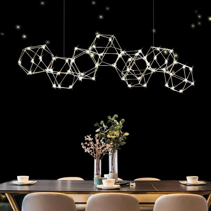 Polyhedral Starlight Chandelier Minimalist Creative Bar Restaurant Firefly Chandelier