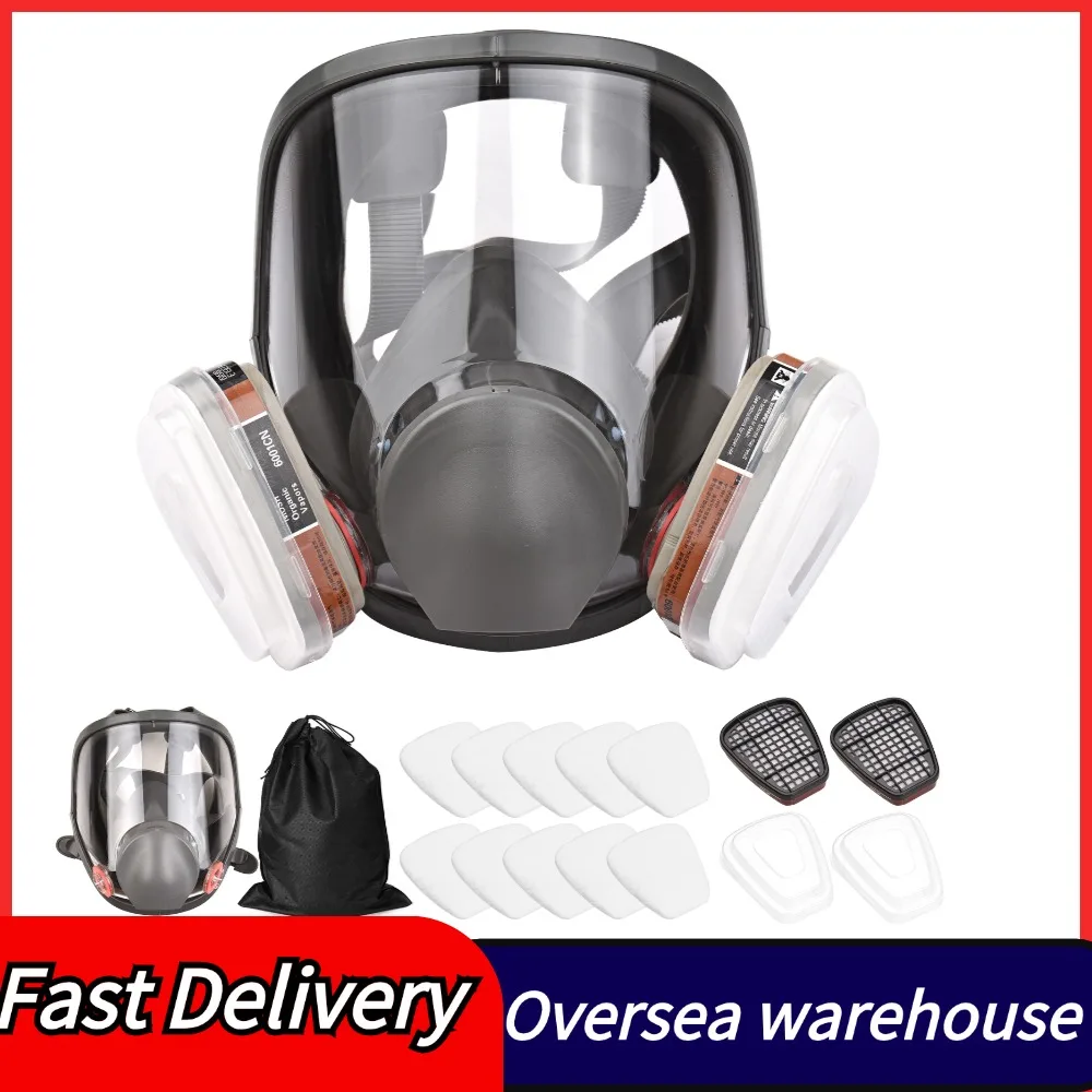 Reusable Full Face Respirator Full Face Cover 16in1 Gas Cover Organic Vapor  Wide Field of View for Painting Machine Polishing