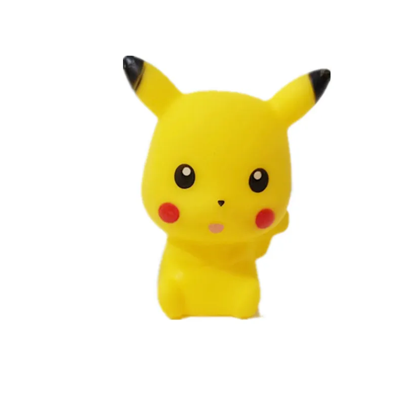 6pcs Pokemon Model Doll Toy Anime Pikachu Bulbasaur Charmander Squirrel Eevee Snorlax Cartoon Character Vocal Bathroom Toy