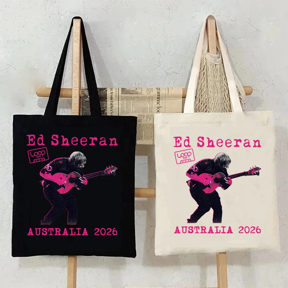 حقيبة تسوق برسومات Ed Sheeran Loop Tour حقيبة تسوق قماشية للمتسوقين Ed Sheeran Tour Merch حقائب كتف