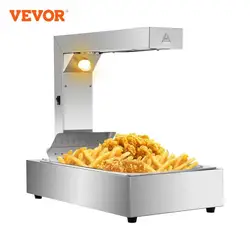 VEVOR Lampada Termica 1000W per Alimenti, Scaldavivande per Patatine Fritte in Acciaio Inossidabile da 30-85?, Scaldavivande con Lampada Termica per Conservare Alimenti Fritte 6/7KG con Pinza e Paletta