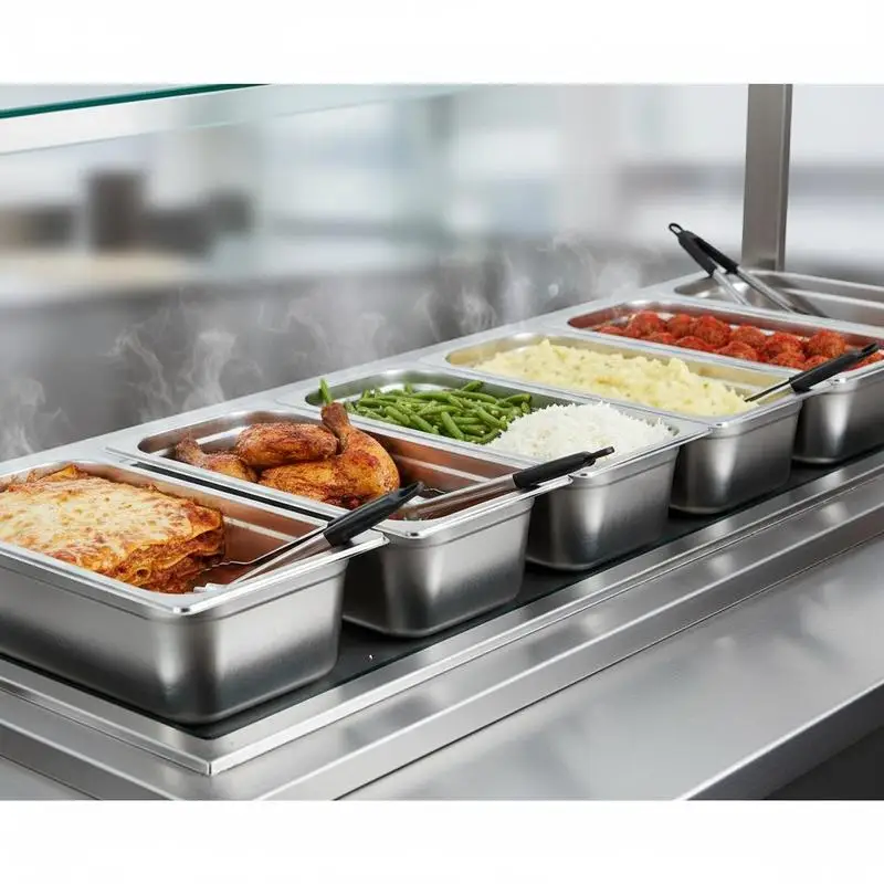 

6 Pack Hotel Pans, Full Size Anti-Jam Steam Pan, 0.8mm Thick Stainless Steel Restaurant Steam Table Pan, 2.5-Inch Deep Commercial Table Pan, Catering Storage Food Pan, for Industrial & Scientifi