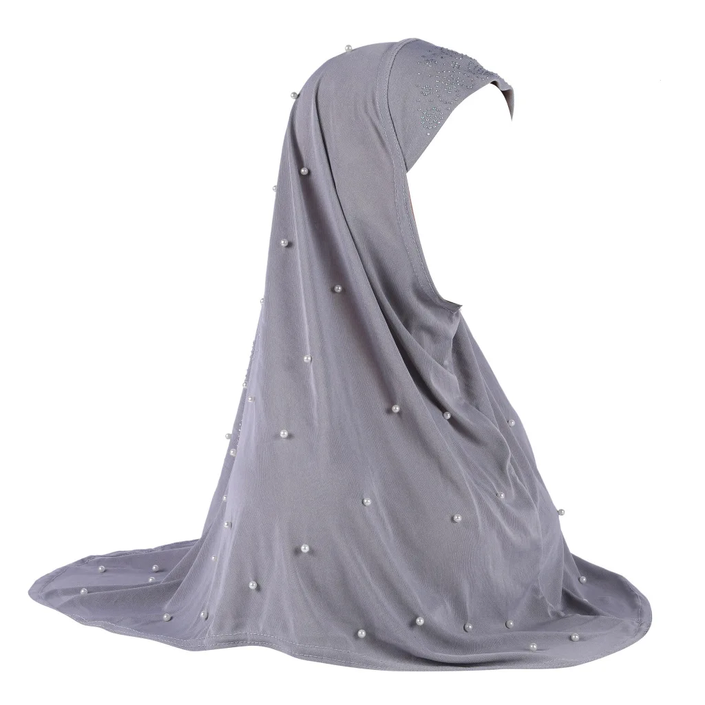 

70*60cm Beaded Rhinestone Hijab Instant Scarf Muslim Women One Piece Amira Islamic Prayer Hijabs Shawls Wrap Turban Pull On Made