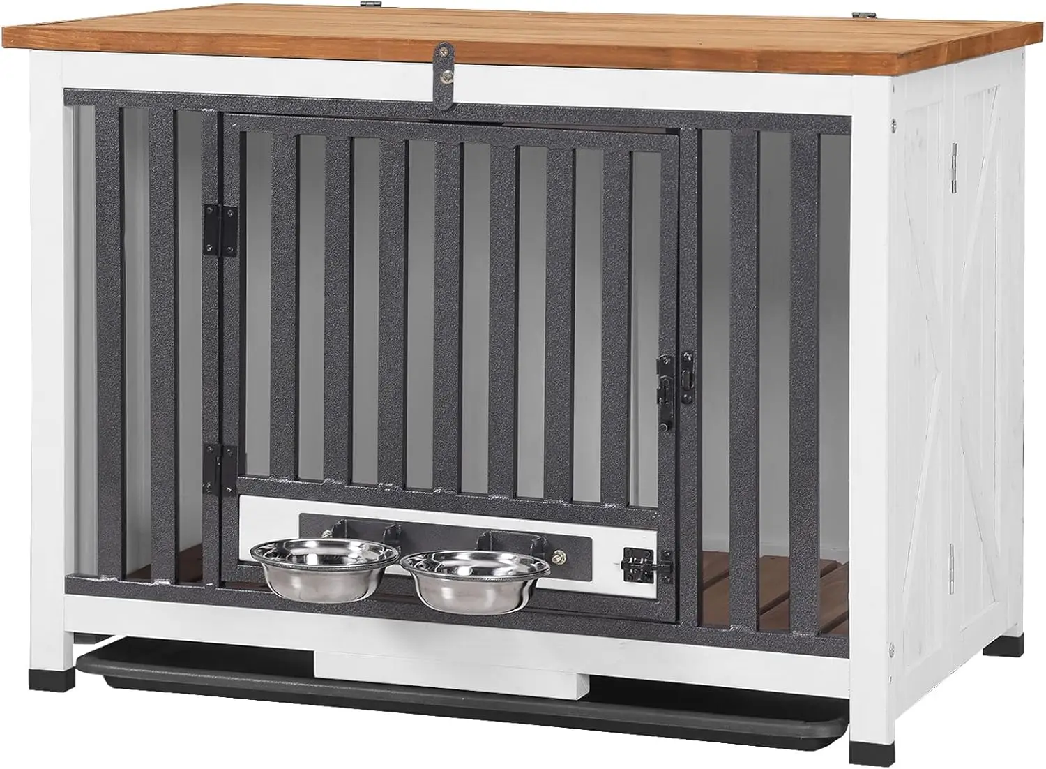 

Dog Crate Furniture Foldable Dog Kennel for Small Medium Dogs Large Solid Wood Dog House with Bowl Heavy Duty Dog Cage End Table