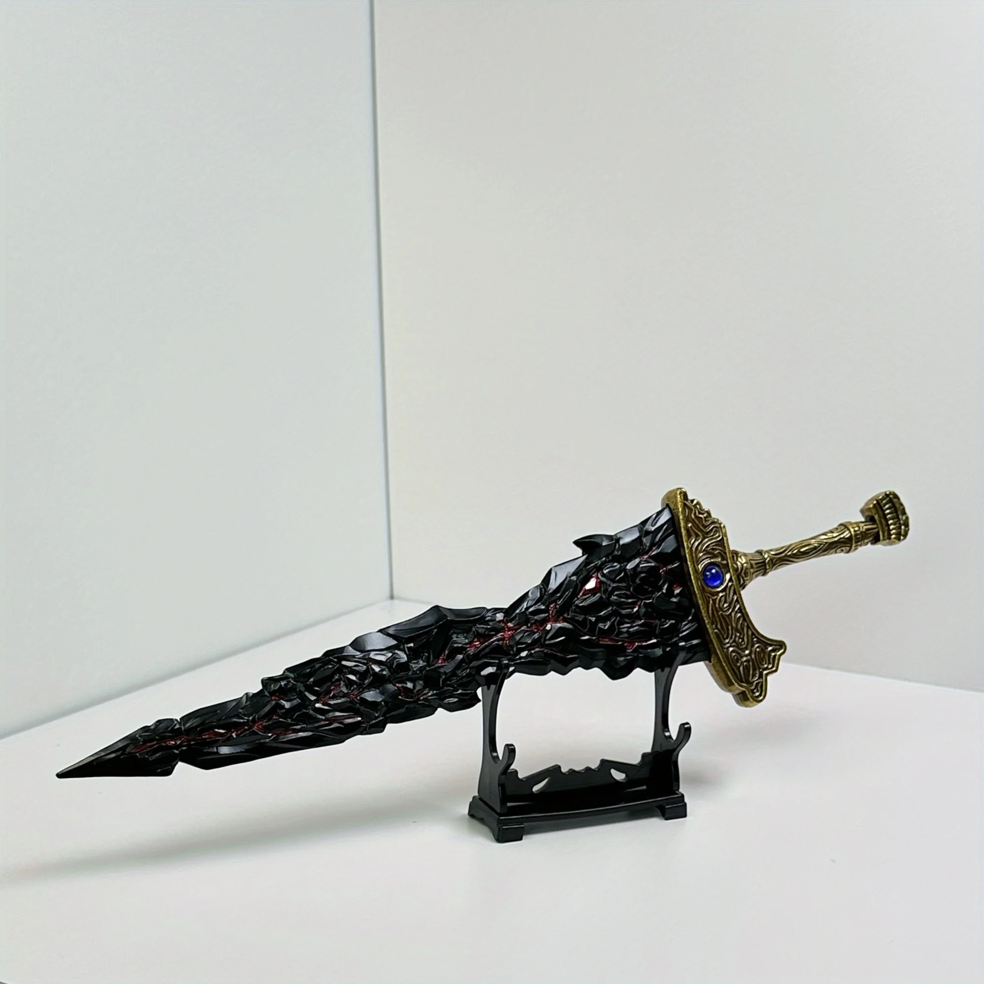 Espada katana de metal com lâmina preta de elden maliketh, 11 polegadas, sabre japonês katana, faca ninja original, acessórios de cosplay, brinquedo adereço