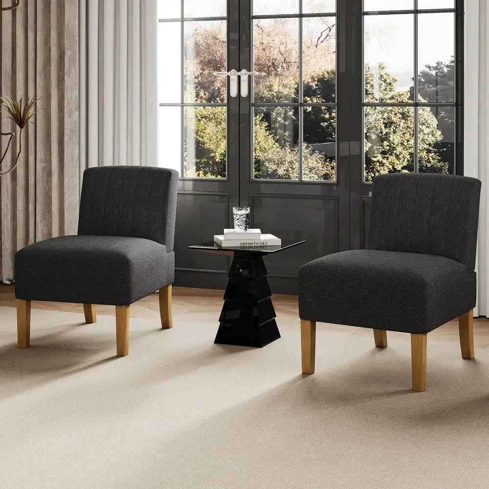 ArmlAccent Chairs Set o 2 or Living Room, ern Slipper Chair Living Room Chairs with Solid Wood Legs, Makeup Vanity Chair abric C