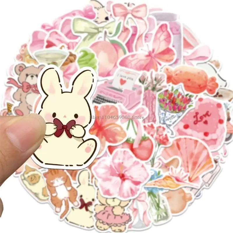 50Pcs Cartoon PVC Sticker Water Resistant Aesthetic Sticker for Water Bottle Scrapbooking Journal Laptop Guitar Luggage