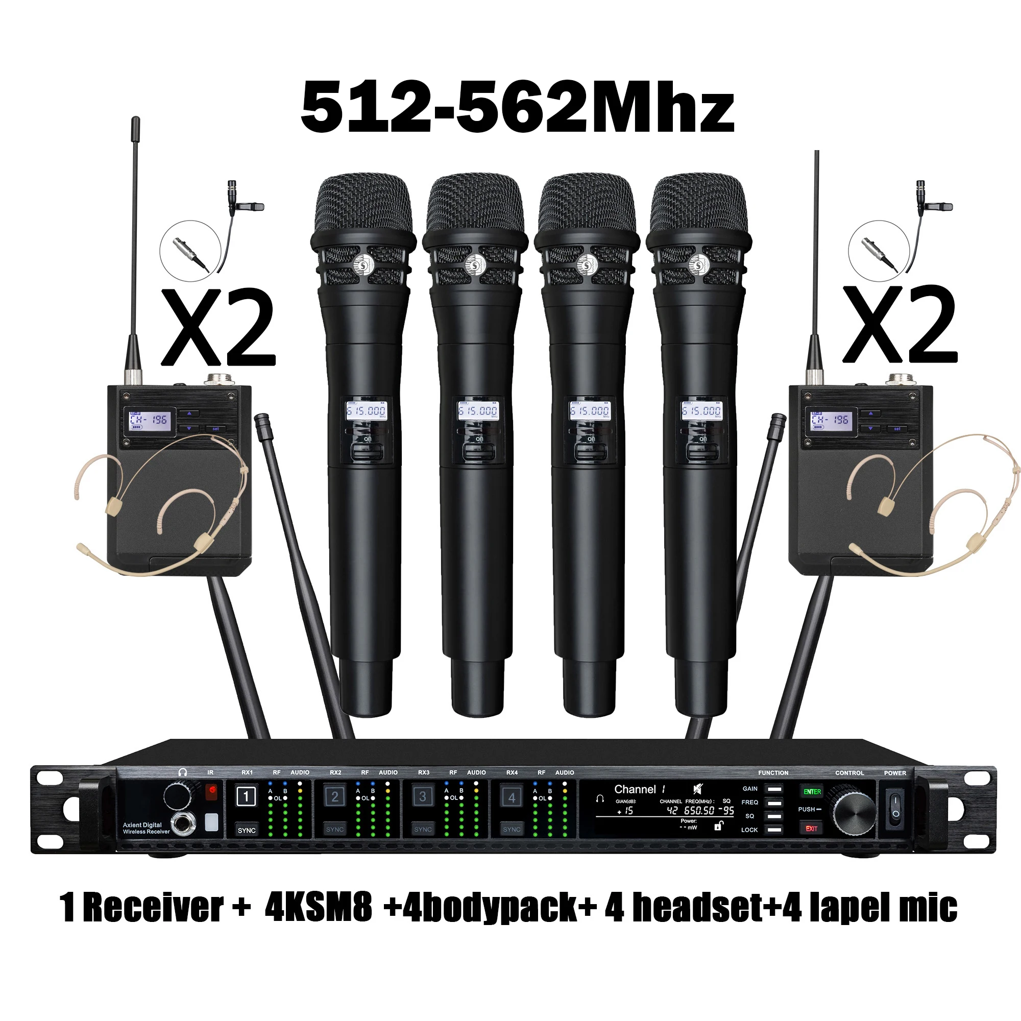 Leicozic Professioneel 4-kanaals draadloos microfoonsysteem KSM11 KSM8 Radiofrequentie Hoofddeksels Lavalier Diversiteit Microfoon voor podium