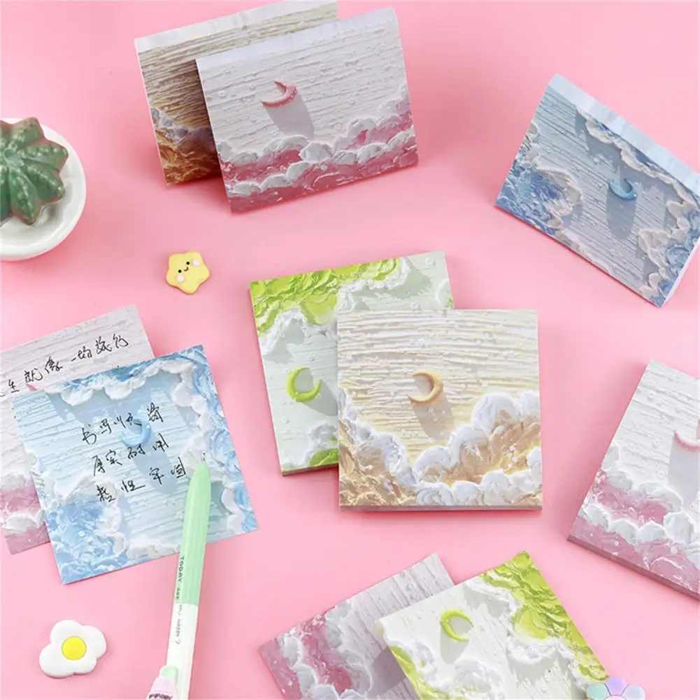 50/80Pcs Portable Sticky Note Easy Carry Paper Thick Exquisite Pattern Notepad Sticker for Daily
