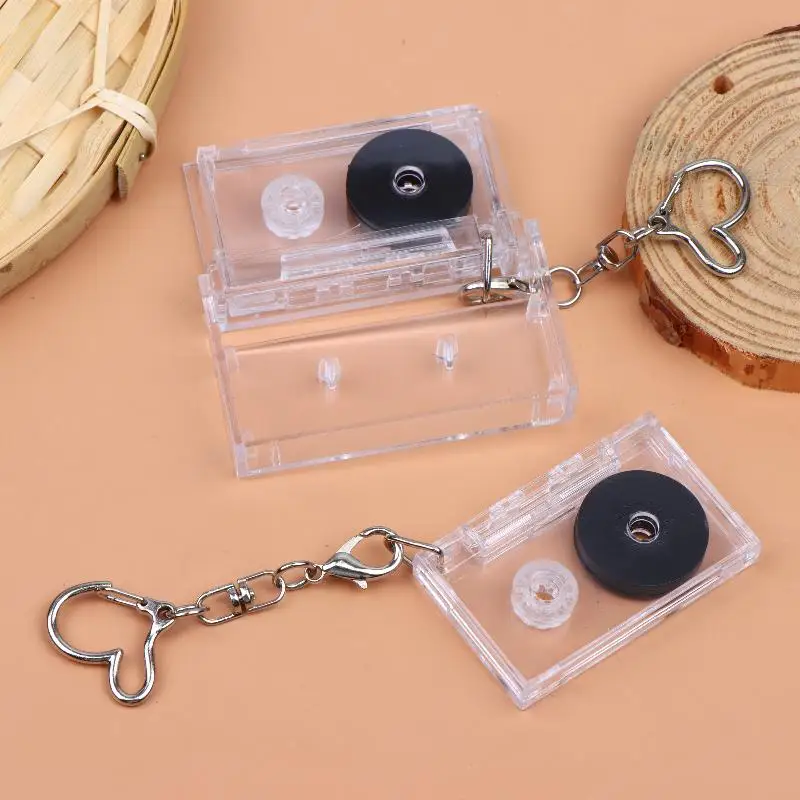 Retro Pendant Mini Blank Acrylic Keychain With Magnetic Tape Clear Storage Box for DIY Custom Gift Decor