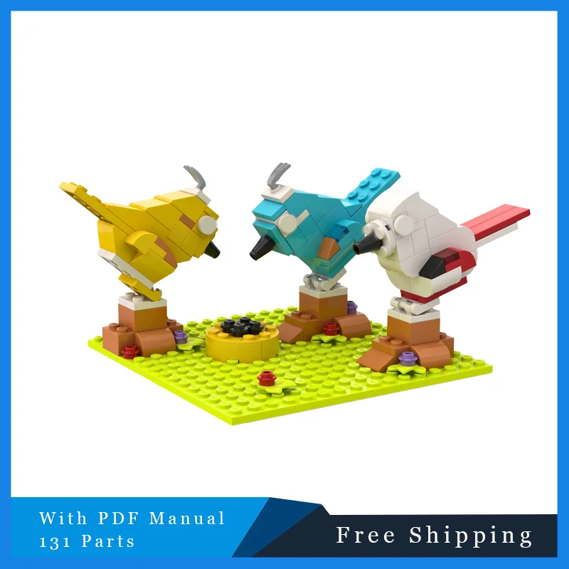 

131 PTS Three Birds Eating Scene Advanced Modular MOC Creative Building Block Model Children's Educational Set Toy Birthday Gift