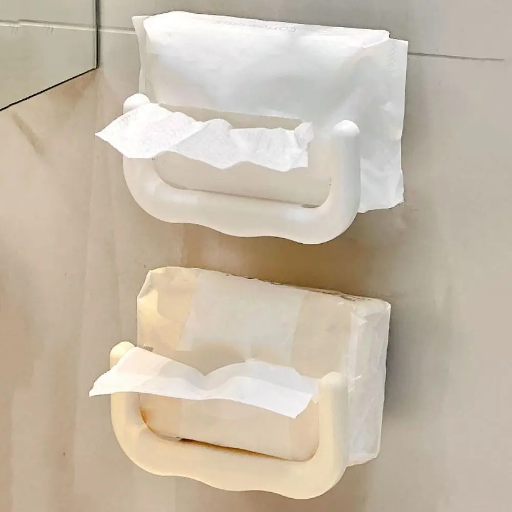 U-shaped Hanging Tissue Holder Punch-Free Removable Wet Tissue Storage Rack Multifunctional Space Saving Paper Towel Container
