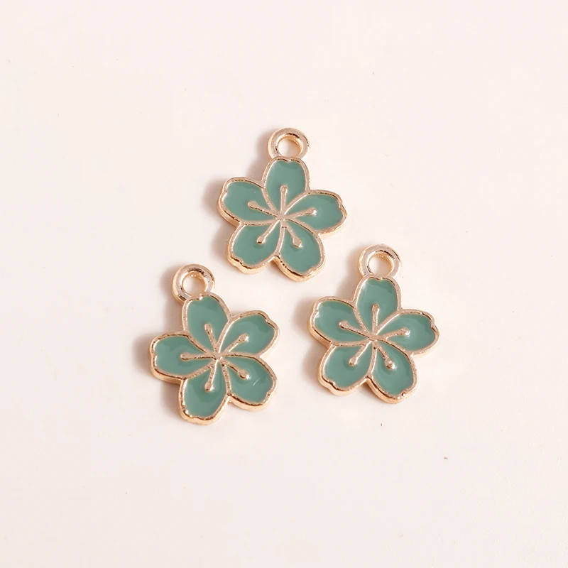 20 Stück niedliche, gemischte grüne Emaille-Blumenanhänger für die Schmuckherstellung, zum Basteln von Ohrringen, Halsketten, Armbändern und anderen Accessoires. – Detail 19
