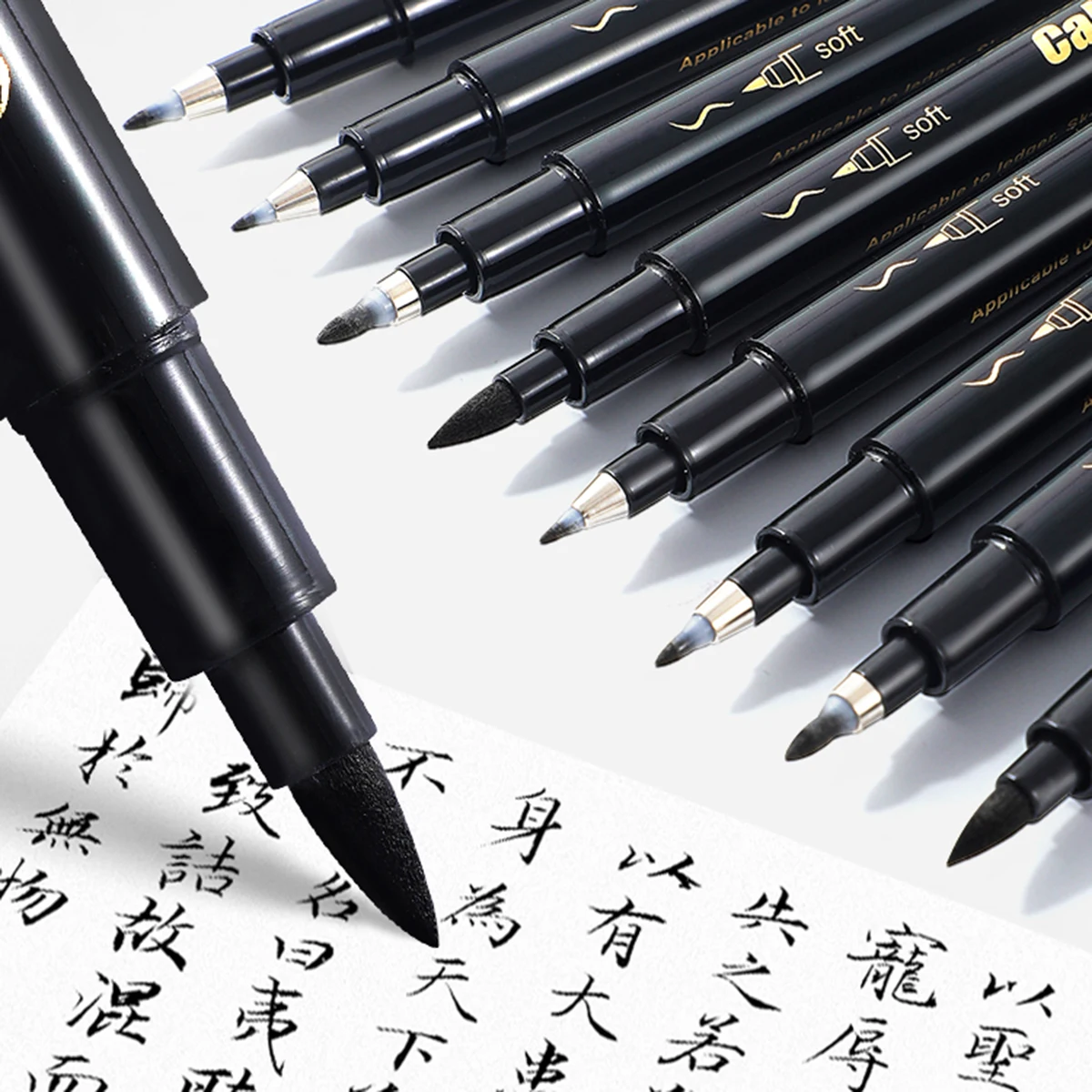 黒の書道アートマーカーブラシペン、ブラシチップ、アートマーカークラフト用品、アートライティング、オフィス、学校、学生用品