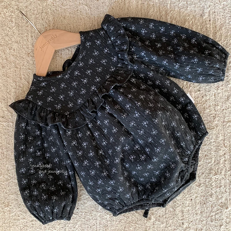 

2025 New Autumn 0-24M Children Clothes Korean Style Climbing Suit Long Sleeved Cotton Print Infant Baby Girls Jumpsuit