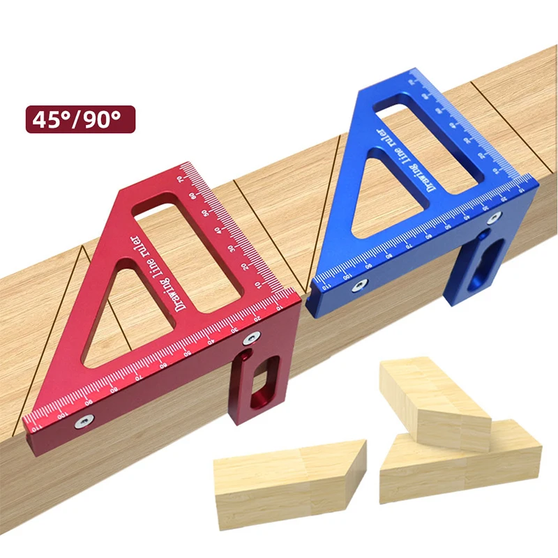 Carpenter Square -Woodworking Square Protractor Aluminum Miter Triangle Ruler 3D Multi Angle 45/90 Degree Layout Measuring Ruler