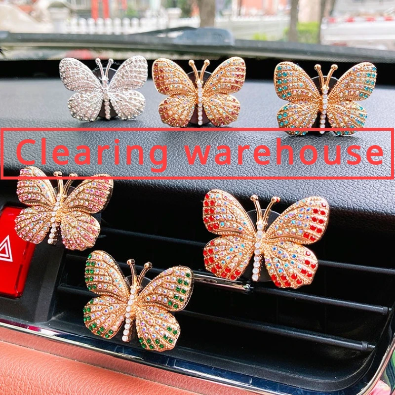 Car Air Outlet Perfume Clip Exquisite Diamond-studded Butterfly Air Conditioning Air Outlet Jewelry Goddess Car AromatherapyClip