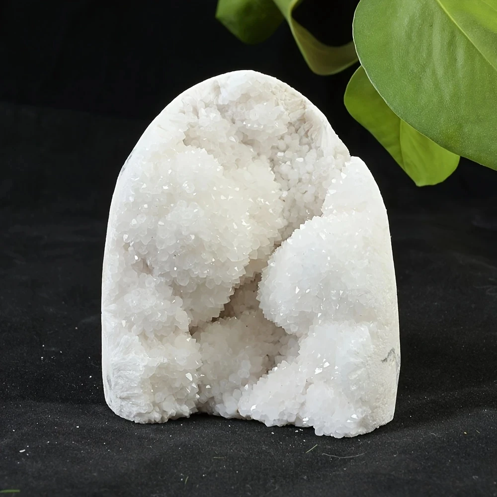 1pc Snow White Crystal Cluster Geode Quartz - Large Natural Crystal Decoration with Shiny Particles for Office Decoration