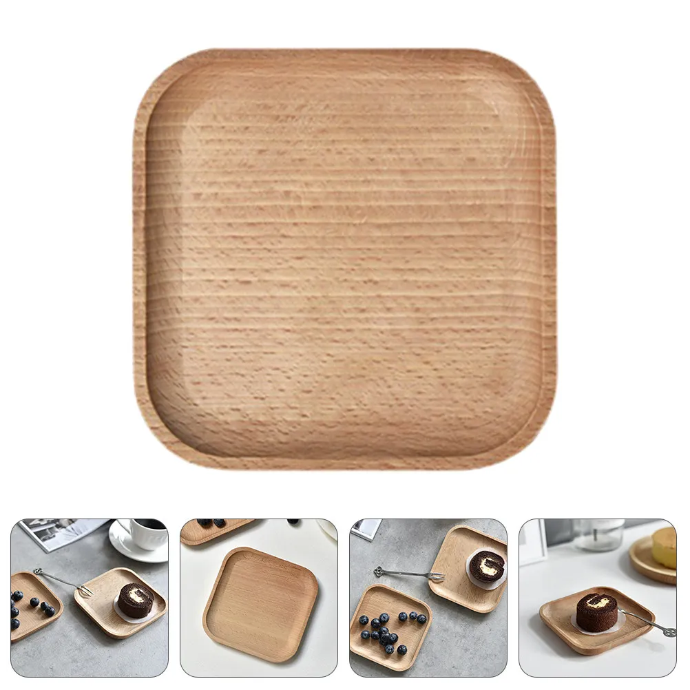 

Деревянное квадратное блюдо для вечеринок, 1 шт., для закусок, десертов и еды, многоразовое, в деревенском стиле, для дома